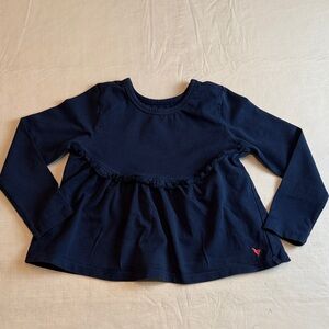 Pink Chicken Girls Navy Long Sleeve Ruffle Top Detail Size 4Y